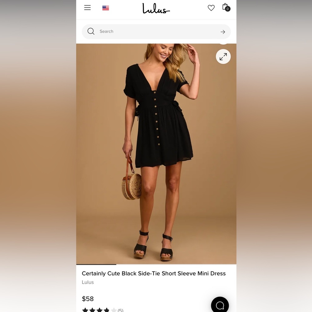 NWT Lulu's Certainly Cute Black Side-Tie Short Sleeve Mini Dress - Picture 1 of 6